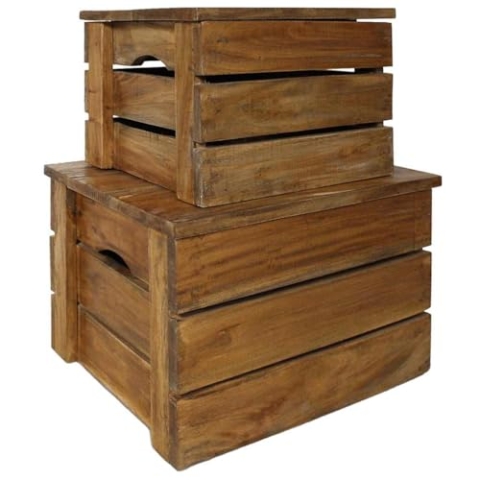 vidaXL Aufbewahrungsbox Set 2-tlg. Handgefertigt Holz Kiste Box Aufbewahrungskiste Holztruhe Holzkiste Schatzkiste Holzbox Altholz Massiv