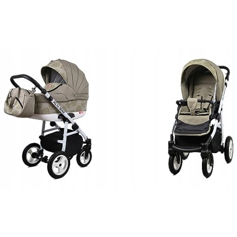 BabyLux® Bambimo Kinderwagen Set 2 in 1 - Alu Way - incl. Babywanne, Buggy Sportsitz - Kinderwagenset - Kombikinderwagen mit Wickeltasche, Regenschutz, Moskitonetz, Cupholder usw.