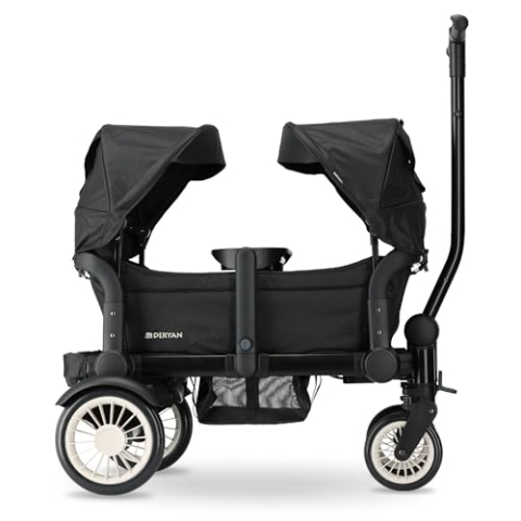 Deryan Sandy Bollerwagen - Bollerwagen Kinder, Faltbar Handwagen All-Terrain, Klappbar, Schiebefunktion Sonnenschutz, Incl Tablett