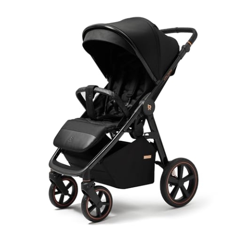 Xplode Chrome Kinderwagen bis 22 kg, isolierter Fußsack, Flaschenhalter, Regenschutz und Moskitonetz, Magnetschnalle, Chromoberflächen (Jet Black)