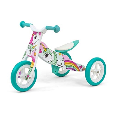 Milly Mally 5901761125573 2in1 Vehicle Cool Unicorn, mehrfarbig Dreirad, Laufrad für Kinder