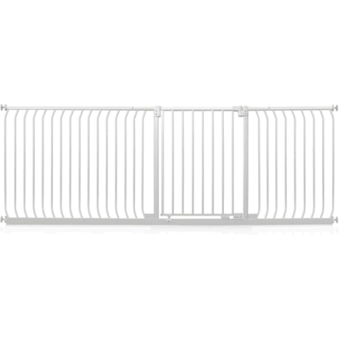Safetots Elite Sicherheitsschutzgitter, 234cm - 243cm, Mattweiß, Treppenschutzgitter mit Druckmontage, Sicherheitsbarriere, Einfache Installation