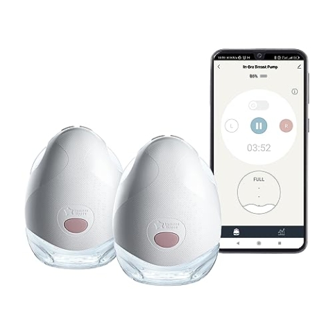 Tommee Tippee Made for Me Doppelte Elektrische Tragbare Milchpumpe, Freihändig, In BH Stillpumpe, Tragbar, Leise, 1 Massage und 8 Express-Modi, 4 Stunden Akkulaufzeit