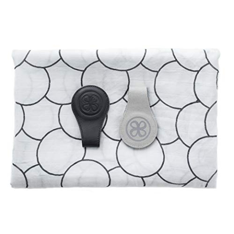 Cloby Wickeltuch aus Bambus und Baumwolle, mit Magnet-Clips aus Leder und Segeltuch, schwarz/grau, 300 g