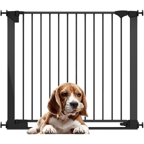 Bettacare Sicherheitsstuffen Haustiergitter, Schwarz, 96cm - 103cm, Extra Niedrige Durchgangshöhe, 81cm Extra Breite Türöffnung, Einteiliges Extra Breites Gitter für welpen und Hunde