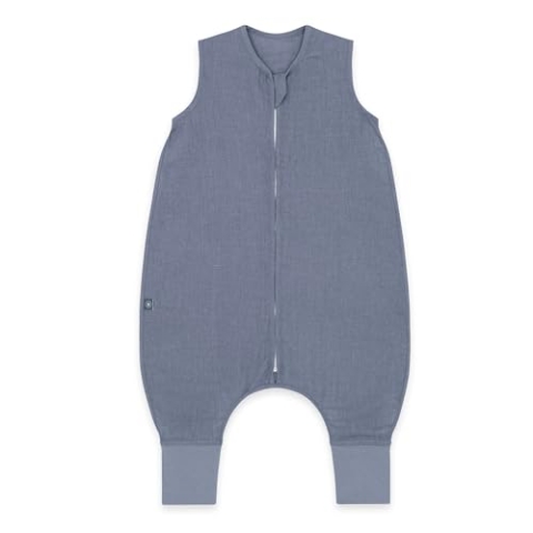 emma & noah Baby Schlafsack mit Füßen 0.5 TOG, Leinen Schlafsack mit Beinen für den Sommer, 100% Leinen, OEKO-TEX Zertifiziert, Stampelsack für Neugeborene (Essential Blau, 90 cm)