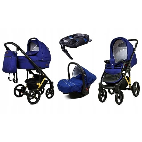 BabyLux® Kinderwagen Set 4 in 1 - UZO - incl. Babywanne, Buggy Sportsitz, Auto-Babyschale, ISOFIX-Basisstation - Autositz - Kinderwagenset - Kombikinderwagen mit Wickeltasche usw.