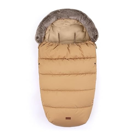 Petite&Mars COMFY 4in1 Schlafsack für Kinderwagen Buggy Einlage für Kinderwagen* Fußsack * Winterschlafsack * Warrm * Wasserdicht * Winddicht (Elegant Caramel)