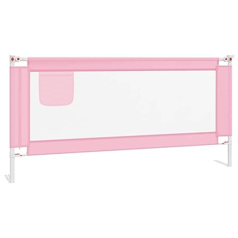 vidaXL Kleinkind Bettschutzgitter Bettgitter Kinderbettgitter Babybettgitter Gitter Kinderbett Babybett Rausfallschutz Rosa 190x25cm Stoff
