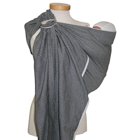 Storchenwiege Baby Ring Sling, 100% Baumwolle, deutsche Produktion, ab Geburt bis ca. 20kg (Schwarz-Weiß)