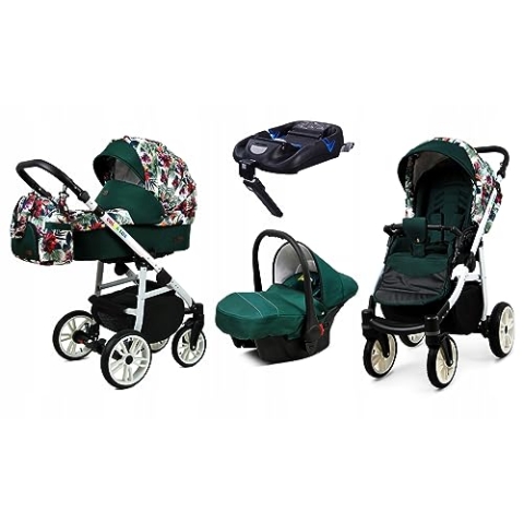 BabyLux® Kinderwagen Set 4 in 1 - Color Lux - incl. Babywanne, Buggy Sportsitz, Auto-Babyschale, ISOFIX-Basisstation - Autositz - Kinderwagenset - Kombikinderwagen mit Wickeltasche usw.
