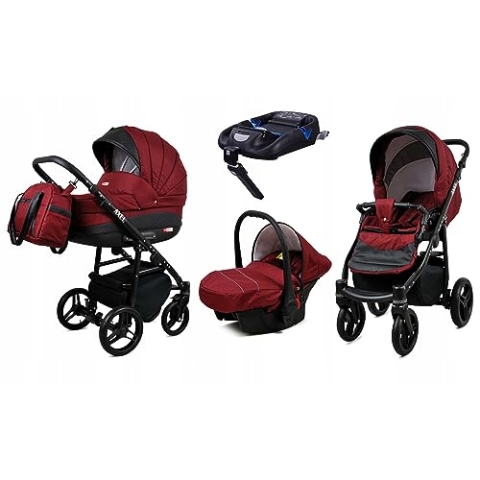 BabyLux® Kinderwagen Set 4 in 1 - Axel - incl. Babywanne, Buggy Sportsitz, Auto-Babyschale, ISOFIX-Basisstation - Autositz - Kinderwagenset - Kombikinderwagen mit Wickeltasche usw.