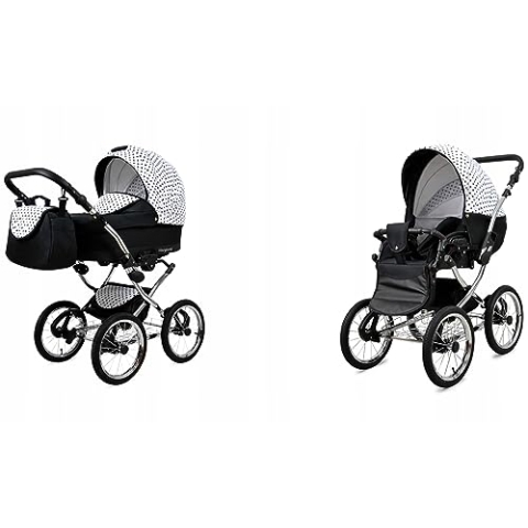 BabyLux® Bambimo Kinderwagen Set 2 in 1 - Margaret Exclusive - incl. Babywanne, Buggy Sportsitz - Kinderwagenset - Kombikinderwagen mit Wickeltasche, Regenschutz, Moskitonetz, Cupholder usw.