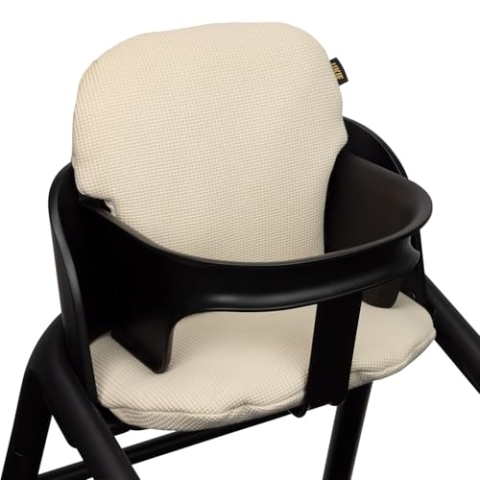 Ukje Cushion 2-teilig Set kompatibel mit dem Bugaboo Giraffe Hochstuhl - ideal für Babys von 6 bis 36 Monaten - 100% Oeko-Tex Baumwolle - Wasserdichtes Futter - Handgefertigt in EU (Beige waffle)