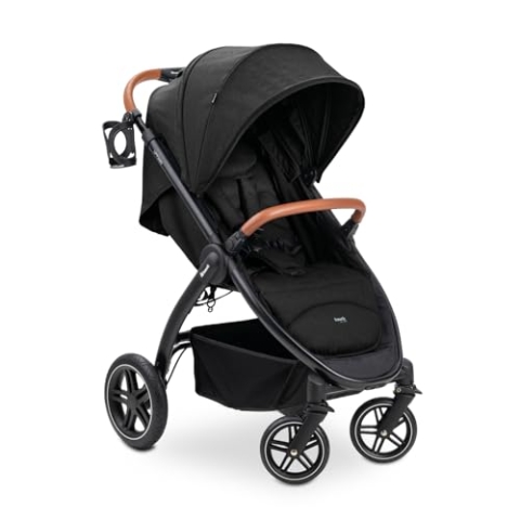 Hauck Uptown Kinderwagen Melange Black – Kinderwagen für jedes Gelände, extra großer Sitz, flache Liegeposition, Gummiräder, Federung, kompakt & einfach zusammenklappbar, mit Regenschutz