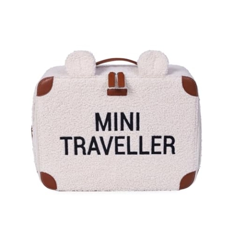 CHILDHOME, Kinderkoffer, Weekend, Kabinenformat, Kompakt, Stabil, Tragegurt, Namensschild, Design, Weiches Material, Mini Traveller, Teddy Ecru