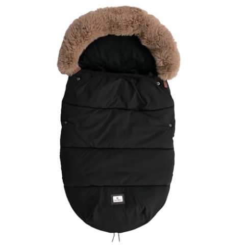 Lorelli Baby Fußsack für Kinderwagen, Winterfußsack, Thermo Stroller Bag Luxe, Winter Universal Footmuff, Babyfußsack für Buggy mit Reißverschluss, Winddicht, Hitzebeständig, Schwarz