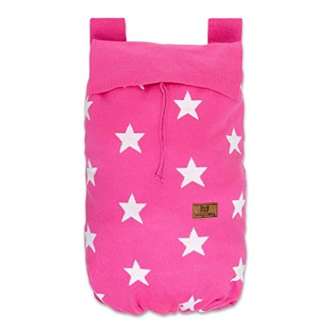 Baby's Only 914196 Spielzeugsack Laufgittertasche Sterne gestrickt, 48 x 40 cm, fuchsia/weiß
