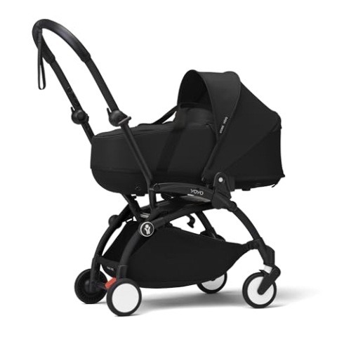Stokke YOYO3 Kinderwagen mit Liegewanne (Black) - Inklusive Rahmen (Black), Liegewanne, Doppelmatratze, Fußbezug, gepolstertem Schultergurt und schützender Aufbewahrungstasche