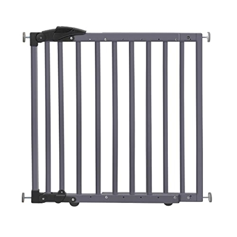 Geuther 2714 schwenkbares Klemm Türschutzgitter Passung: 68 cm -102 cm Türgitter Montage ohne Bohren Sicherheitsverschluss barrierefrei in Zwei Richtungen öffenbar Grau