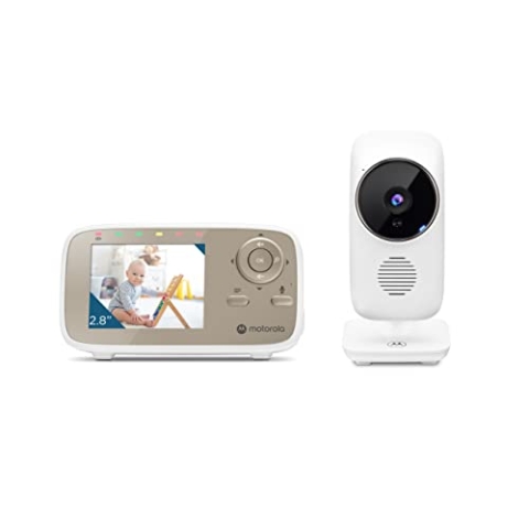 Motorola Baby MBP483 - 2,8"-Video-Babyphone mit digitalem Zoom, Zwei-Wege-Audio und Raumtemperaturanzeige , Weiß