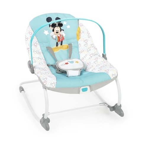 Bright Starts Disney Baby MICKEY MOUSE Infant to Toddler Rocker & Seat with Vibrations and Removable Toy Bar, 0-30 Months Up to 40 lbs (Original Bestie)