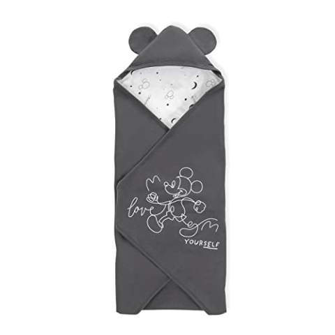 hauck Baby Einschlagdecke Snuggle N Dream für 3-Punkt-Gurt & 5-Punkt-Gurt, Baumwolle, Universal für Babyschale, Kindersitz, Kinderwagen, Buggy, Babywippe, Waschbar (Disney Mickey Mouse Anthracite)