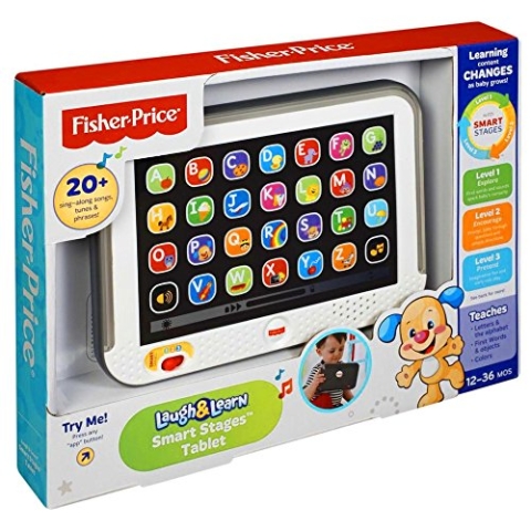 Fisher-Price Lernspaß, Lernspielzeug für Kleinkinder, Smart Stages Tablet Computer-Attrappe mit Musik und Leuchtfunktion für Kinder ab 1 Jahr, Version: Polnisch, DHN29