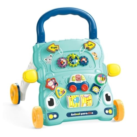 Chipolino Funny Animals blue: Deambulatore multifunzionale. 6+ mesi. Stimola l'andatura, l'equilibrio e la coordinazione. Luci, suoni e giocattoli colorati. 2 batterie AAA (non incluse). Conforme allo
