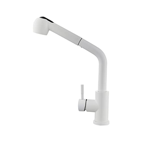 Beyo living Küchenarmatur -Wasserhahn -Küche -Ausziehbare-Dusche- Edelstahl- Einhebelmischer-Matt Weiß