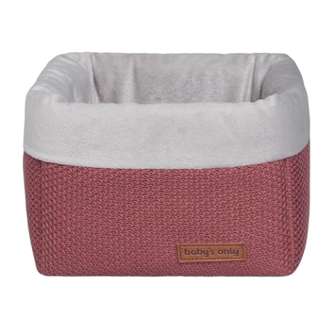 Baby's Only - Körbchen Classic - Wickeltisch Organizer - Gestrickte Aufbewahrungsbox für Kinderzimmer - 18x18x18 cm - Stone Red
