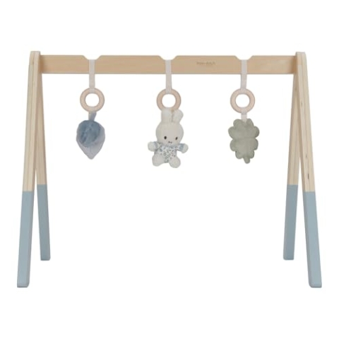 nijntje miffy x Little Dutch NIJN460 Holz Baby Gym Spieltrapez mit Stoff Anhängern Hase Miffy - Lucky Leaves