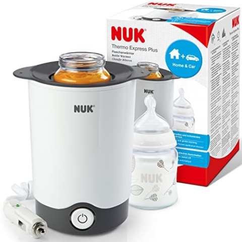 NUK Thermo Express Plus Flaschenwärmer, tragbar | schonendes Erwärmen von flüssiger und breiförmiger Nahrung in 90 Sekunden | automatische Abschaltung | Korb zum Herausnehmen