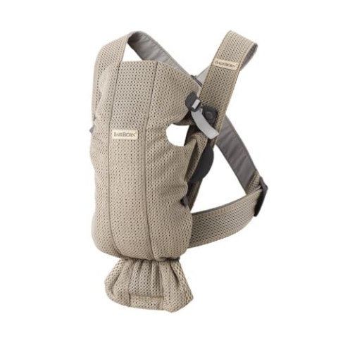 BabyBjörn Babytrage Mini, 3D-Netzstoff, Grau-Beige