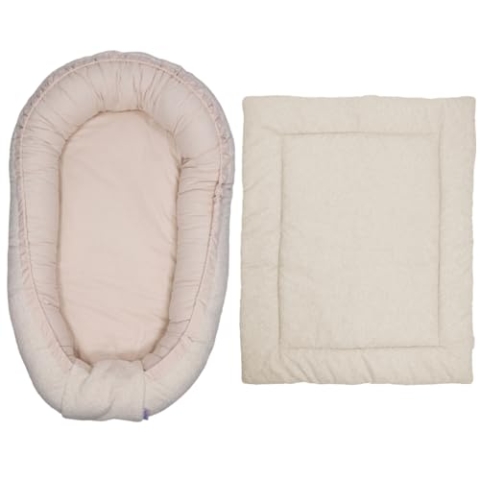 MamaLoes Teddy Boucle Natur Wendes Babynest & Wendes Laufgittereinlage