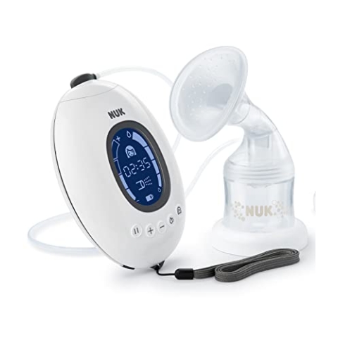 NUK Nature Sense elektrische Milchpumpe mit Akku, LCD-Display und Memory Funktion, inkl. Muttermilchbehälter, 150 ml