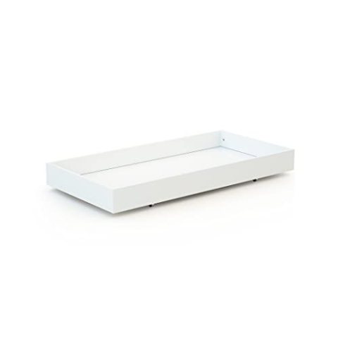 AT4 - ESSENTIEL Bettschublade Weiß | Für Babybett 60x120 cm | Universelle Holzschublade | Schublade mit 4 Rollen | Höhe 15cm | Praktische und diskrete Aufbewahrung | Platzsparend