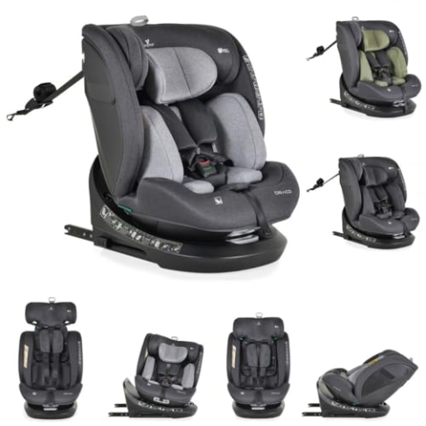 Cangaroo Kindersitz Draco i-Size (40-150cm) Isofix, 360° drehbar, Top Tether, Farbe:grau