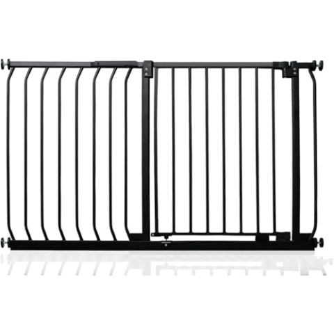 Safetots Elite Sicherheitsschutzgitter, 107cm - 116cm, Mattschwarz, Treppenschutzgitter mit Druckmontage, Sicherheitsbarriere, Einfache Installation
