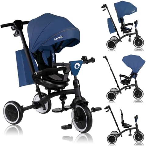 LIONELO Tris Plus Multifunktionales Laufrad Dreirad von 9 Monaten bis 5 Jahren bis zu 25 kg, Kinderwagen, Große PU-Räder Drehbarer Sitz 360 ° Verstellbare Rückenlehne Montage ohne Werkzeug