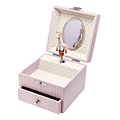 Trousselier - Sophie Die Giraffe - Musikschmuckdose - - Spieluhr - Ideales Geschenk für junge Mädchen - Phosphoreszierend - Leuchtet im Dunkeln - Musik La Vie en Rose von Edith Piaf - Farbe rosa