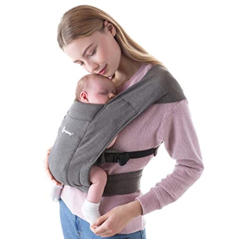 Ergobaby Babytrage für Neugeborene ab Geburt Extra Weich, Embrace Bauchtrage Baby-Tragetasche Ergonomisch, Heather Grey