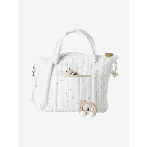 VERTBAUDET Wickeltasche,Plume" wollweiß bedruckt ONE SIZE
