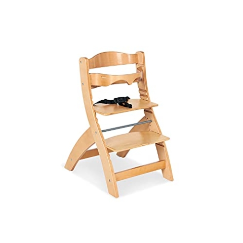 Pinolino Treppenstuhl Thilo, inkl. Bügel und höhenverstellbarem Sitz- und Fußbrett, mitwachsend, für Babys und Kinder von ½ – 8 Jahren, massives Holz