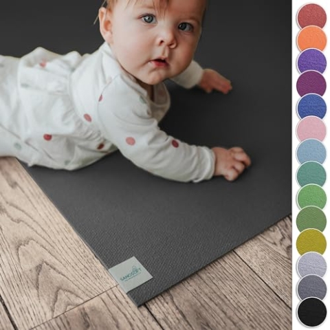 Sanosoft® Krabbelmatte Made in Germany, Öko-Tex Anti-Rutsch Krabbelunterlage (120x170cm, Grau)