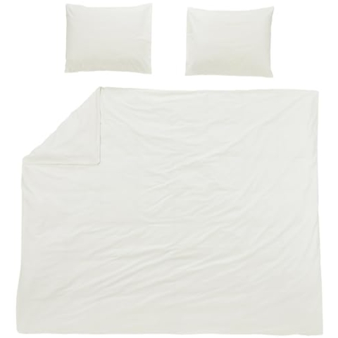 Meyco Home Uni Bettwäsche Doppelbett (Baumwolle, atmungsaktives Material, einfache Pflege, praktischer Einschlagstreifen, Maße: 200 x 200/220 cm), Cremeweiß
