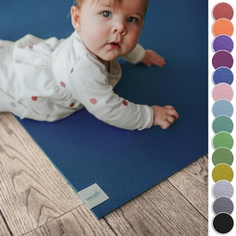 Sanosoft® Krabbelmatte Made in Germany, Öko-Tex Anti-Rutsch Krabbelunterlage - 120cm X 160cm Blau