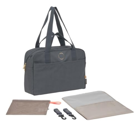 LÄSSIG Baby Wickeltasche mit Tragegriff und Wickelunterlage, Kinderwagenbefestigung, wasserabweisend/GRE Everyday Bag anthracite