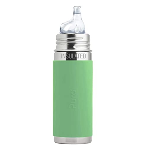 Purakiki ISOLIER Babyflasche Edelstahl mit Trinklernsauger 250 ml (Moss)