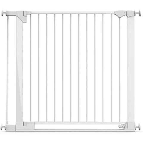 Safetots Sicherheitsstuffen Treppenschutzgitter, Weiß, 103cm - 110cm, Extra Niedrige Durchgangshöhe, 81cm Extra Breite Türöffnung, Extra Breites Gitter für Treppen, Baby und Kleinkind